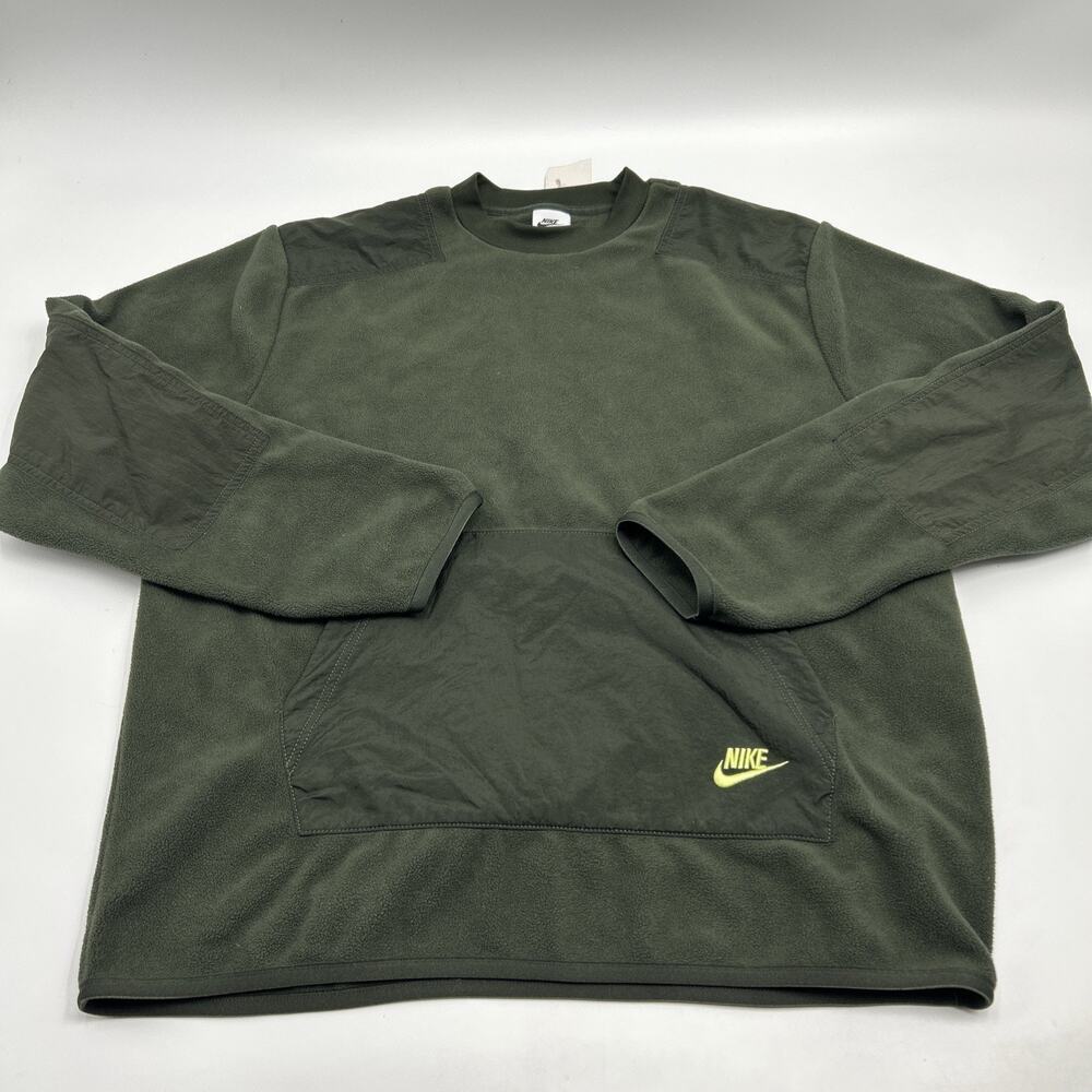 NIKE Men Fleece Sweatshirt Winter Sequoia Light Lemon Twist Size M DD4854-355